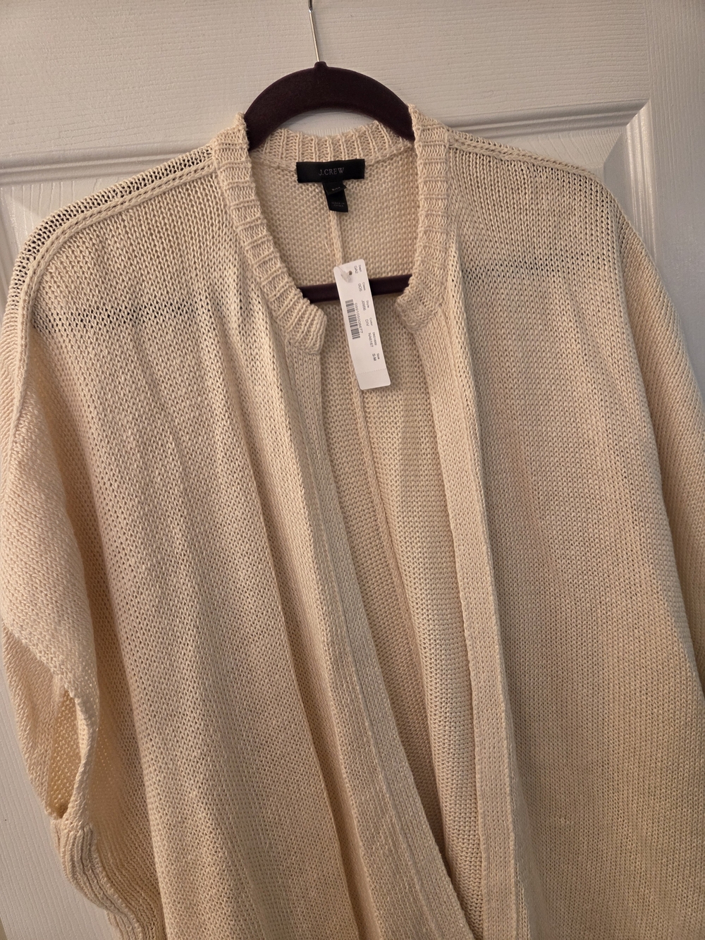 J. Crew Haven Linen Cream Beach Sweater Fringe Poncho Cardigan NWT S/M - Picture 4 of 8